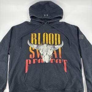 Under Armour Project Rock Hoodie Mens XL Black Blood Sweatshirt Heavyweight Gym